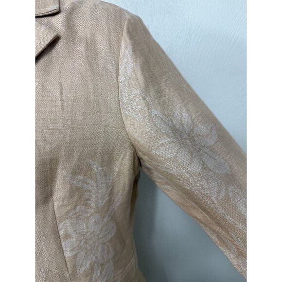 Tommy Bahama Womens‎ 100% Linen Tan Floral Button Up Jacket - Picture 4 of 13